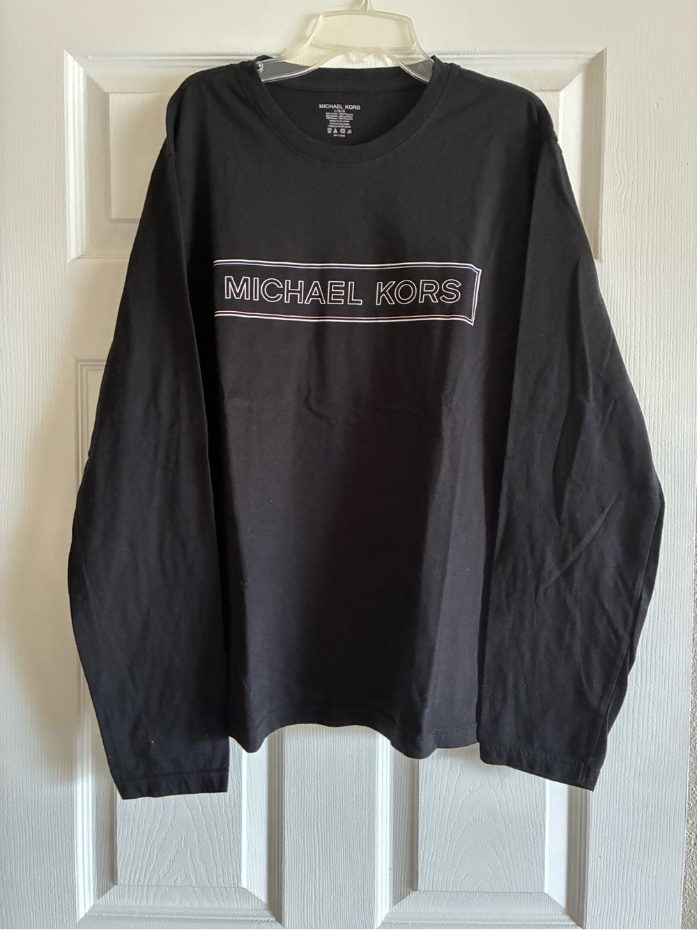 Michael Kors Black Long Sleeve Shirt with Logo Stripe